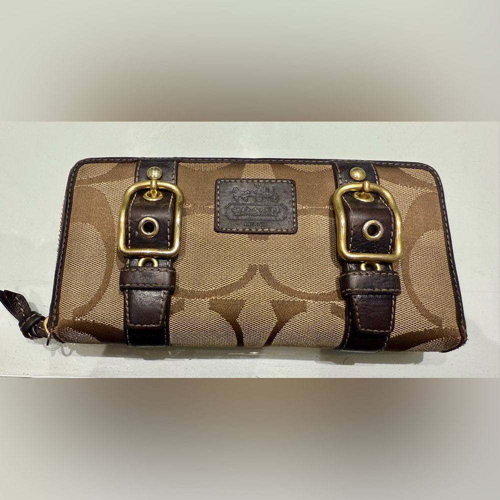 Coach Brown and Gold Wristlet
